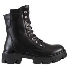 Bestelle Travailleurs à lacets avec cuir écologique noir