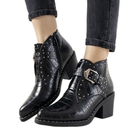 Bottines noires à boucle Montiana le noir Bottines noires à boucle Montiana le noir