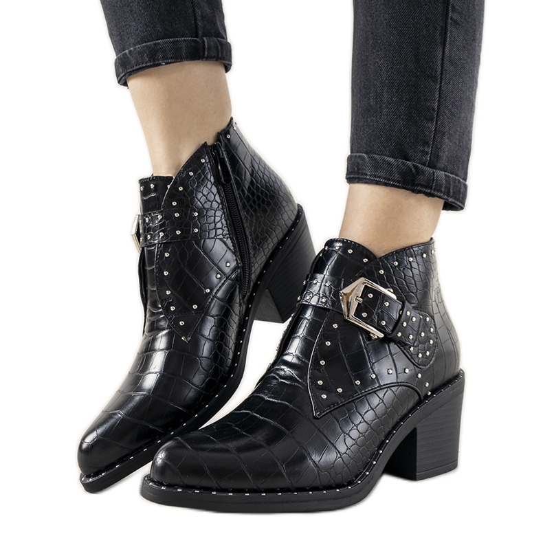 Bottines noires à boucle Montiana le noir Bottines noires à boucle Montiana le noir