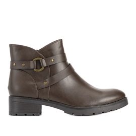 Bottines plates lisses marron à rayures Danisa brun