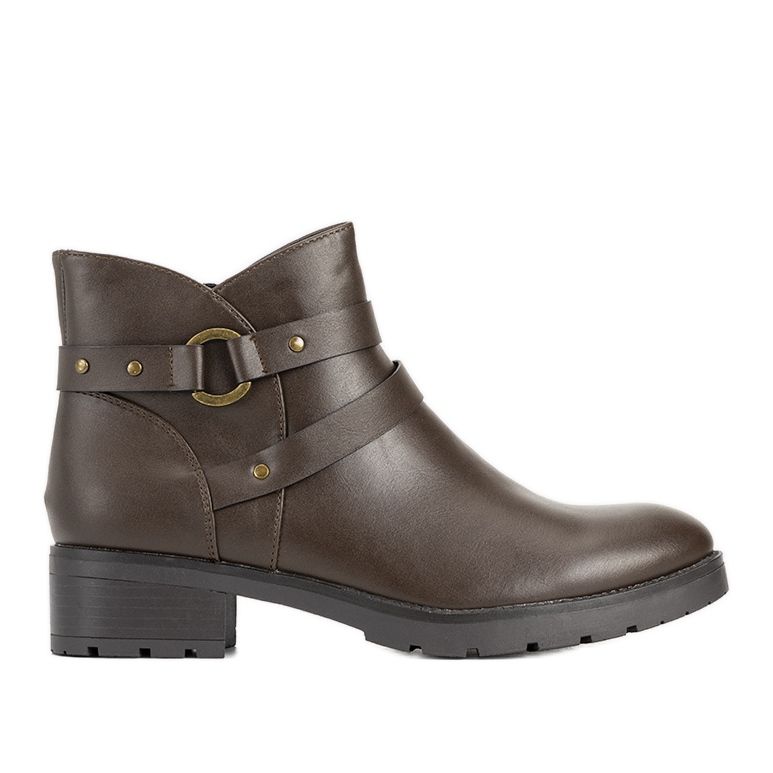 Bottines plates lisses marron à rayures Danisa brun
