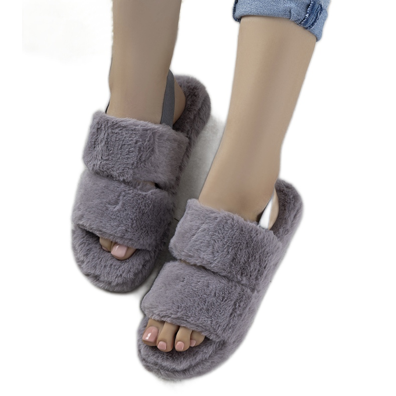 Chaussons femme gris avec élastique et fourrure Rosales Chaussons femme gris avec élastique et fourrure Rosales