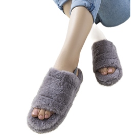 Pantoufles grises pour femmes avec bande élastique et fourrure Fierro Pantoufles grises pour femmes avec bande élastique et fourrure Fierro