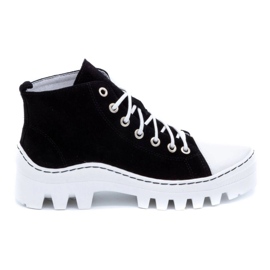 Polbut Bottines femme en cuir D1 noir perle le noir