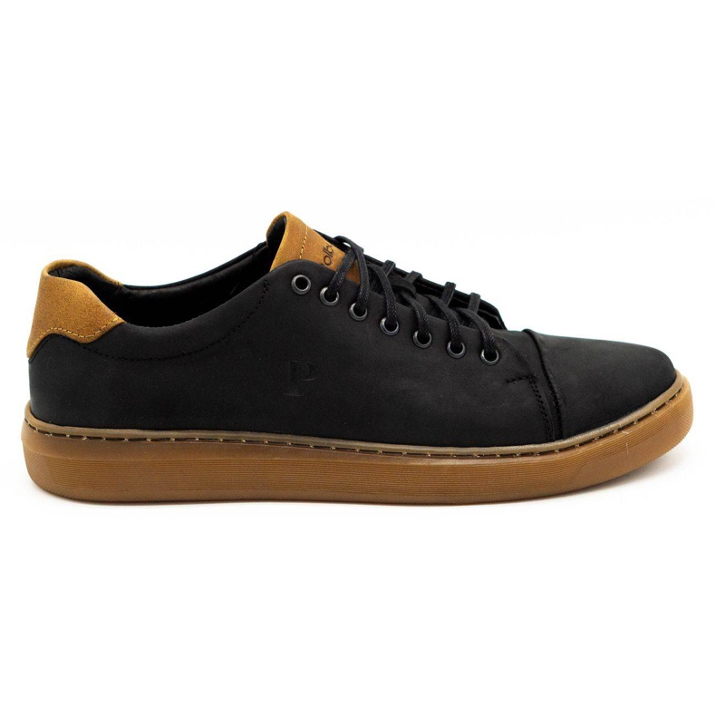 Polbut Chaussures en cuir pour hommes 2109 noir avec marron brun le noir
