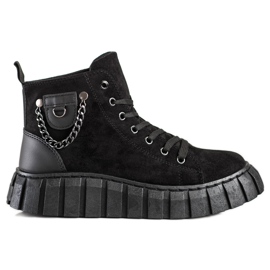 Seastar Baskets en daim avec une chaîne le noir