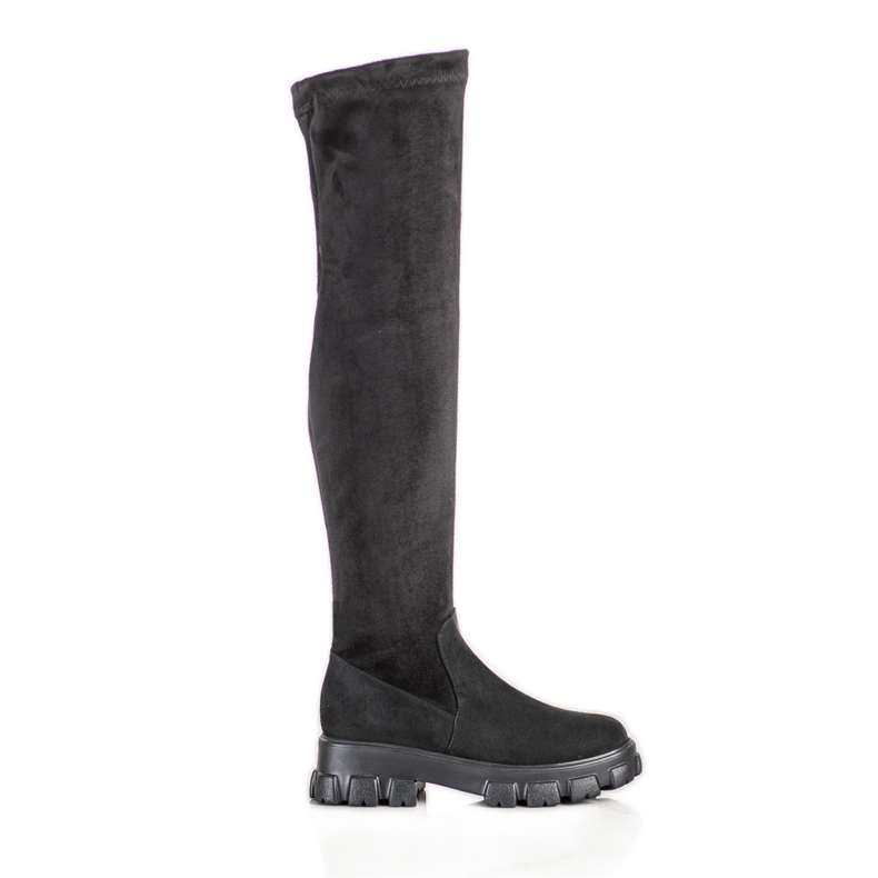 SHELOVET Bottes à plateforme en daim le noir