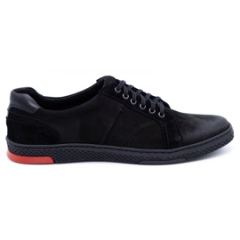 KOMODO Chaussures décontractées en cuir pour hommes noires 884K