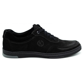 KOMODO Chaussures décontractées pour hommes en cuir noir 918K le noir