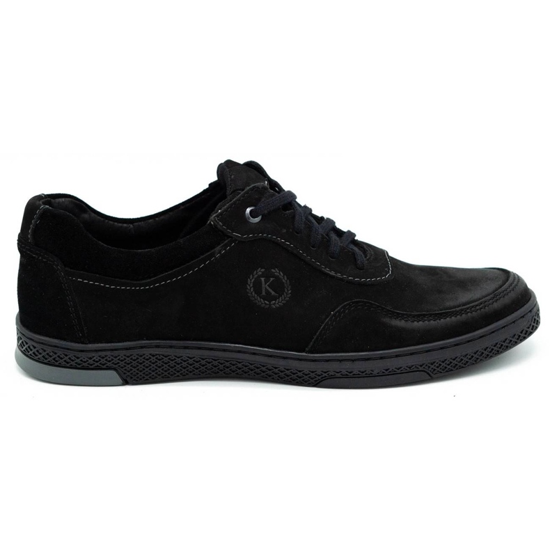 KOMODO Chaussures décontractées pour hommes en cuir noir 918K le noir