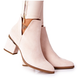 PS1 Bottines Femme En Daim Avec Découpes Beige Noel