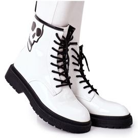 Bottes pour femmes avec une tête de mort GOE II2N4048 Blanc blanche Bottes pour femmes avec une tête de mort GOE II2N4048 Blanc blanche