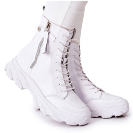 Bottes en cuir pour femmes GOE II2N4032 Blanc blanche