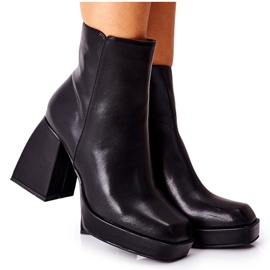FJ1 Bottes chaudes pour femmes Square Post Black Closer le noir