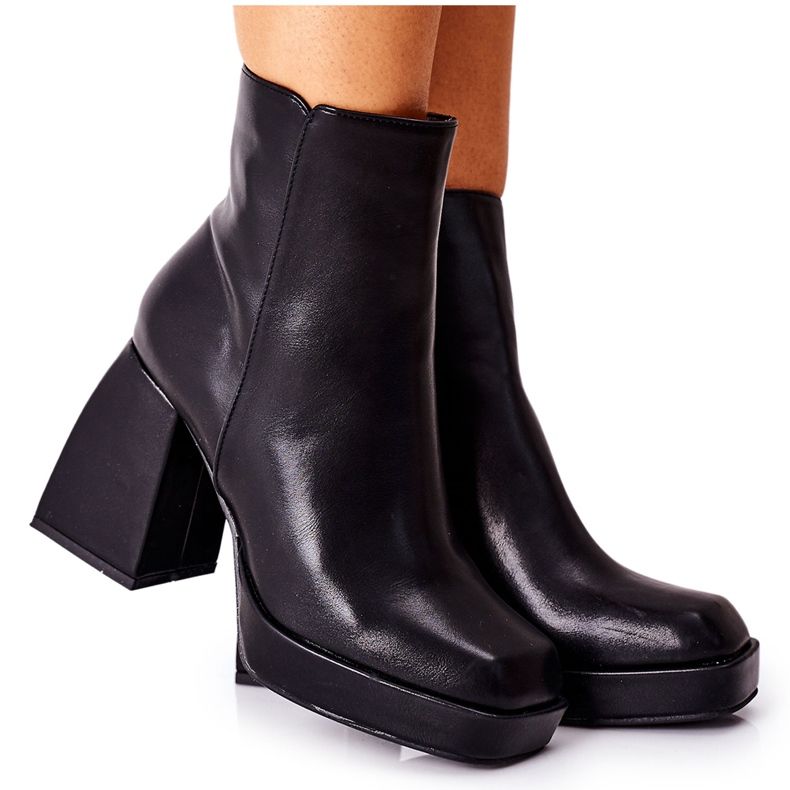 FJ1 Bottes chaudes pour femmes Square Post Black Closer le noir
