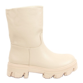 Bottines beiges à tige droite QT19P Beige