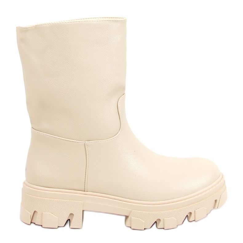 Bottines beiges à tige droite QT19P Beige