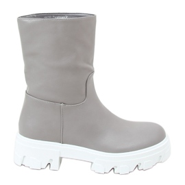 Boots grises à tige droite QT19P Gris
