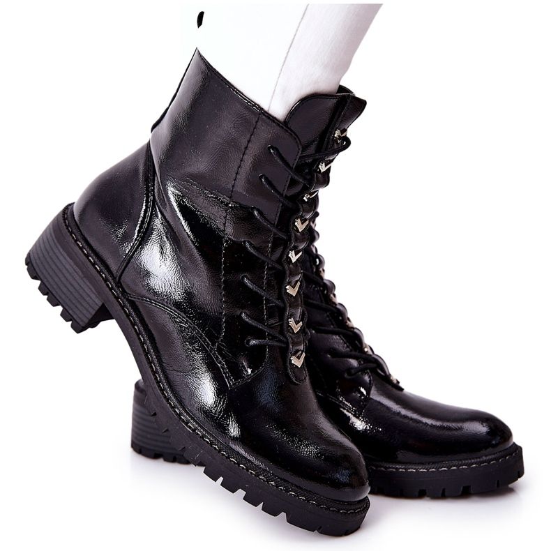 Vinceza Boots Femme Myroe Laquées Noires le noir