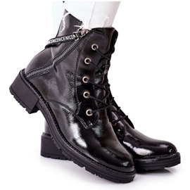Vinceza Bottines Femme Laquées Noir Goorey le noir