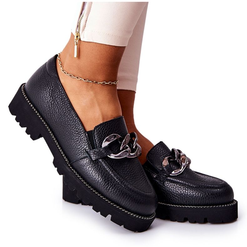 Nicole Mocassins Femme Cuir Noir Sthonto le noir