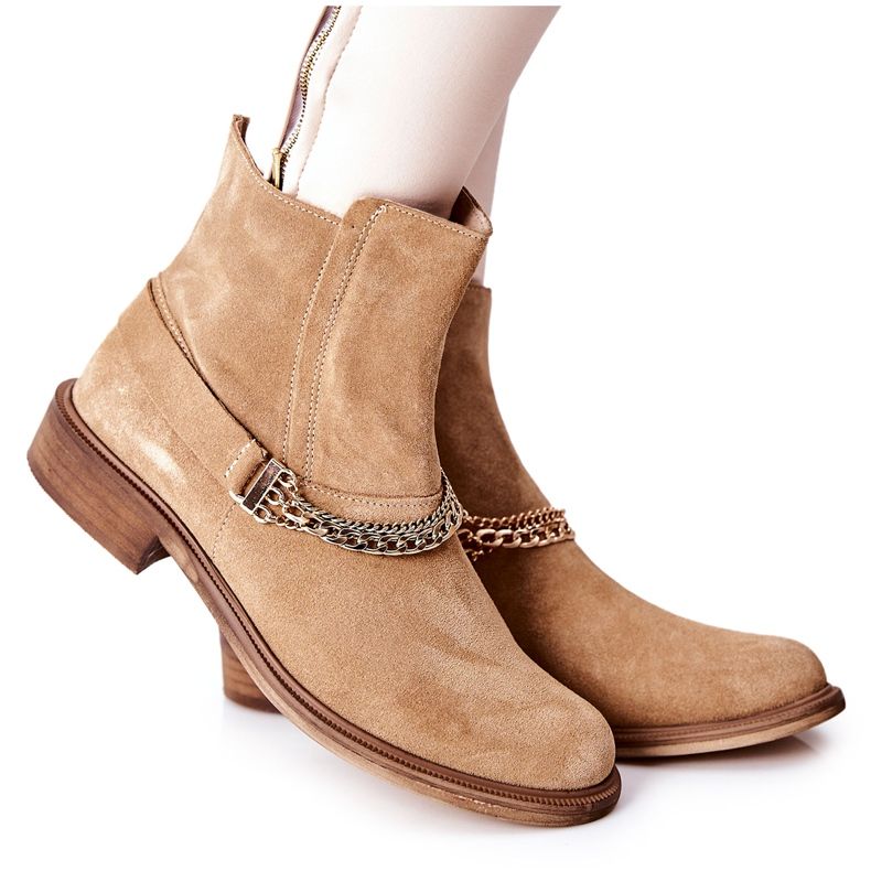 Bottines Cuir Femme Nicole Beige Dome