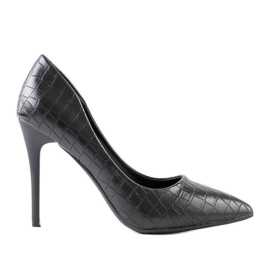 Escarpins en cuir de crocodile noir ébène