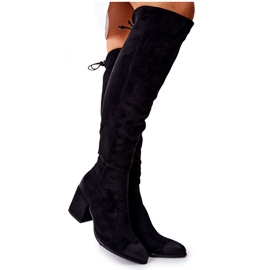 Vinceza Bottes à talons pour femmes en daim noir Corrig le noir