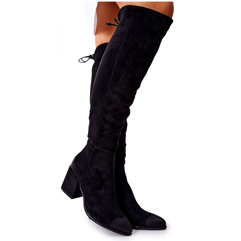 Vinceza Bottes à talons pour femmes en daim noir Corrig le noir