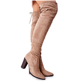 Vinceza Bottines Femme Talon Daim Beige Monleek