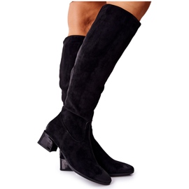 Vinceza Bottines Femme À Talons Hauts En Daim Noir Bolea le noir