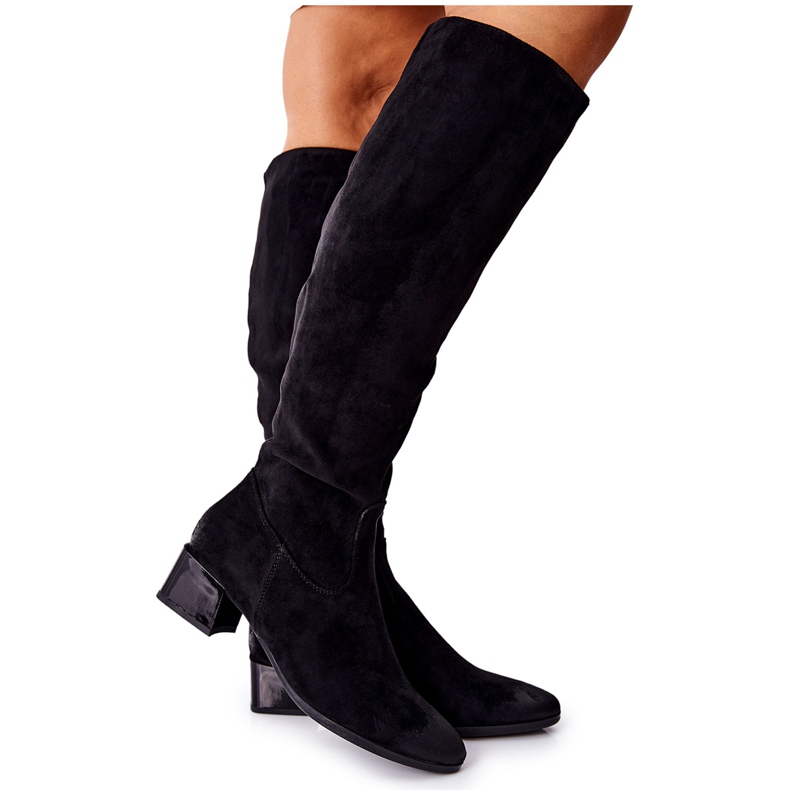 Vinceza Bottines Femme À Talons Hauts En Daim Noir Bolea le noir