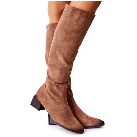 Vinceza Bottines Femme À Talons Hauts En Daim Beige Bolea