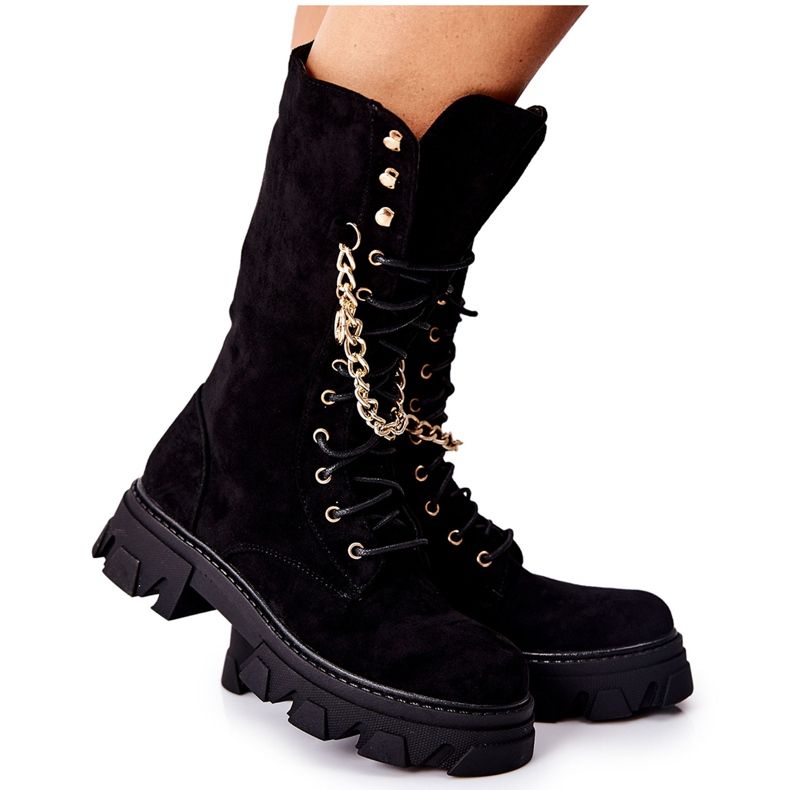 PS1 Bottes hautes pour femmes Bottes noires Villes le noir