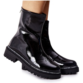 S.Barski Boots Chaudes Laquées Noires Femme Merellien