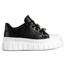 SHELOVET Baskets avec chaîne de mode le noir
