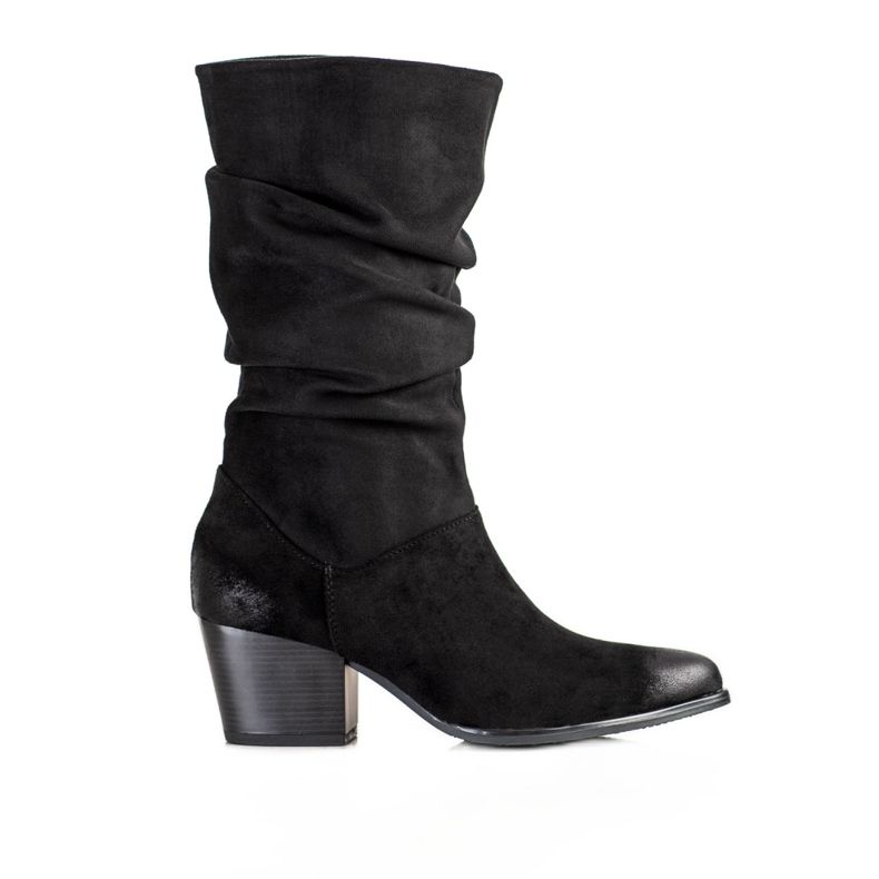 Boots à tige VINCEZA plissée le noir