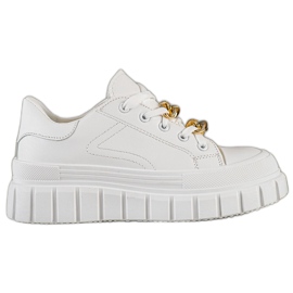 SHELOVET Baskets avec chaîne de mode blanc