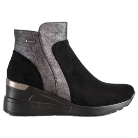 Bottes à la mode sur le coin VINCEZA noir argent gris