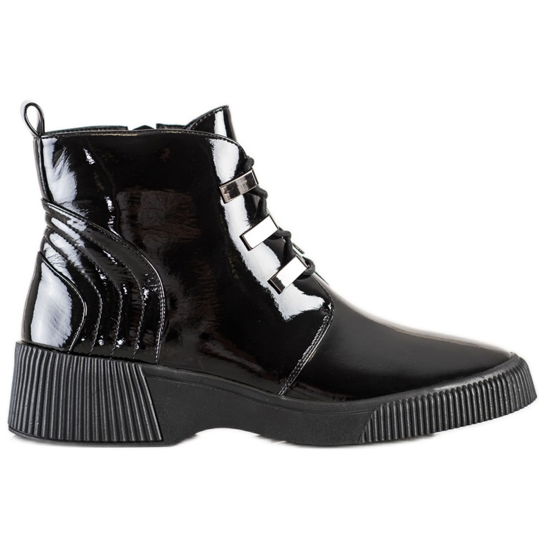 S. BARSKI Boots laquées sur la plateforme S.BARSKI le noir