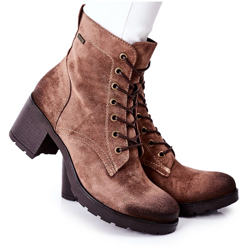 Vinceza Bottines à Talons Femme Chaud Daim Beige Dunaff brun