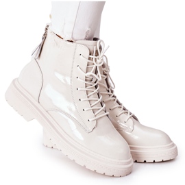 Bottes en cuir pour femmes GOE II2N4013 Blanc blanche