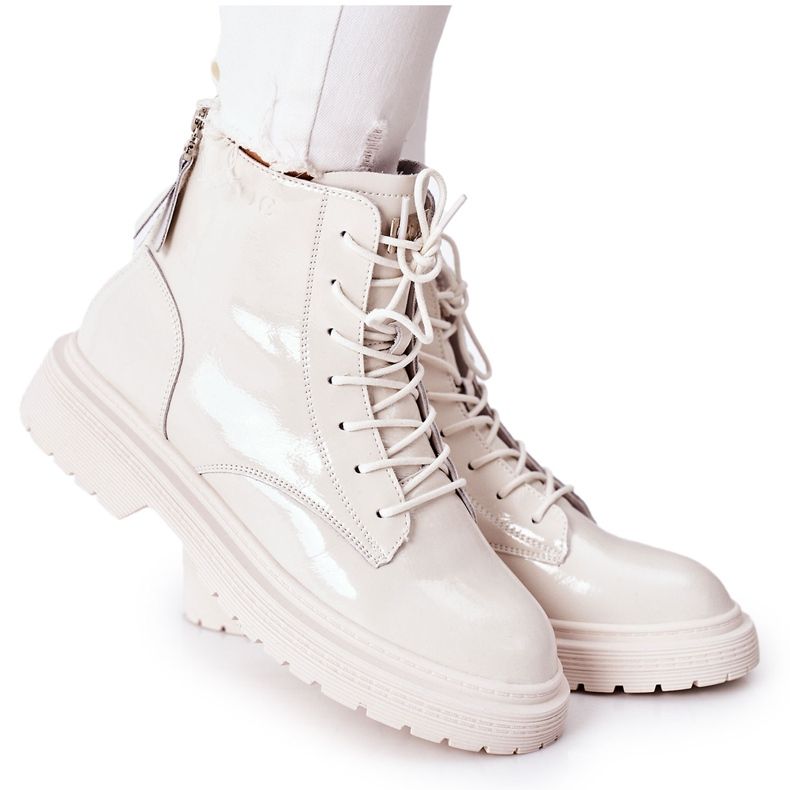 Bottes en cuir pour femmes GOE II2N4013 Blanc blanche