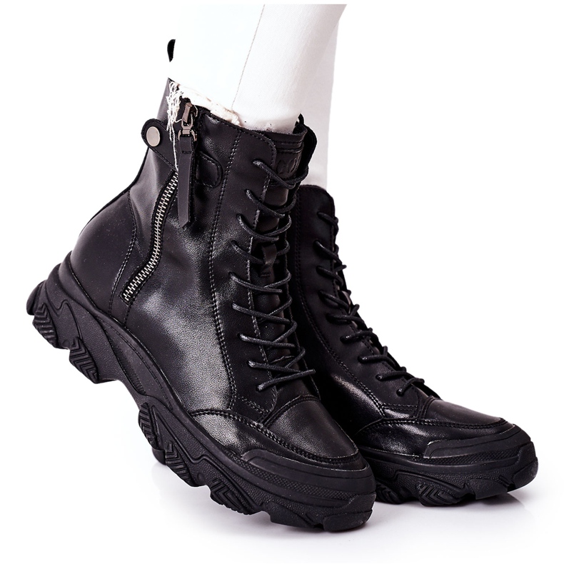 Bottes en cuir pour femmes GOE II2N4031 Noir le noir