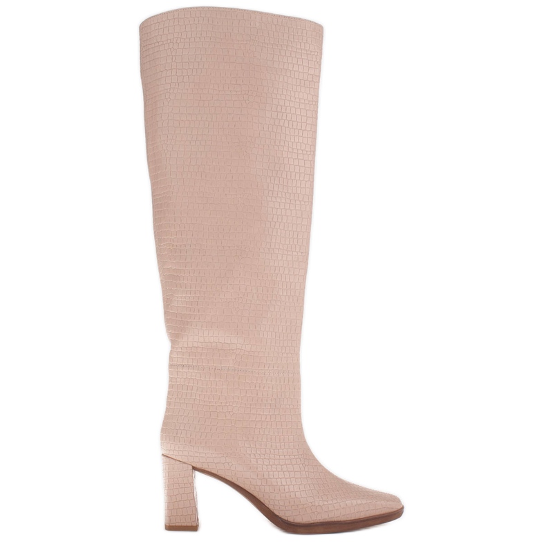 Marco Shoes Bottines à talons pour un mollet large beige