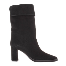 Marco Shoes Bottines à talons hauts et col à revers le noir