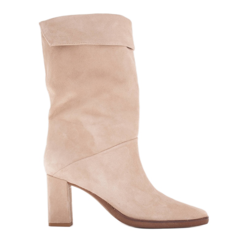 Marco Shoes Bottines à talons hauts et col à revers beige