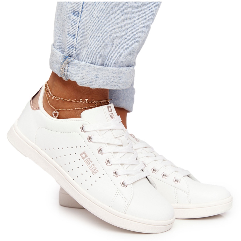 Baskets Cuir Femme Big Star DD274583 Blanc-Cuivre blanche