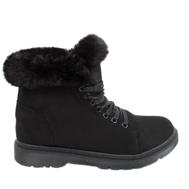 Noir XY21 Baskets noires avec fourrure le noir