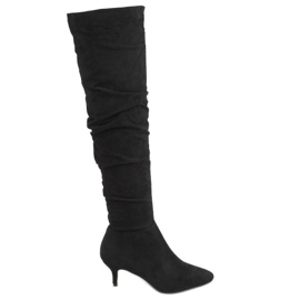 Bottines noires sur talon bas 7004 Noir
